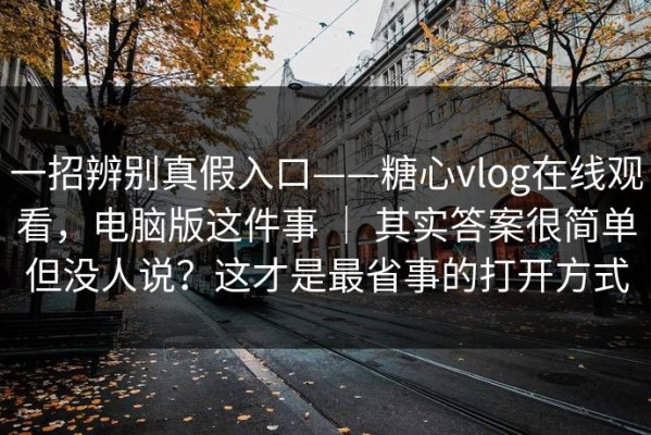 一招辨别真假入口——糖心vlog在线观看，电脑版这件事 ｜ 其实答案很简单但没人说？这才是最省事的打开方式