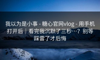 我以为是小事 - 糖心官网vlog - 用手机打开后｜看完我沉默了三秒…？别等踩雷了才后悔