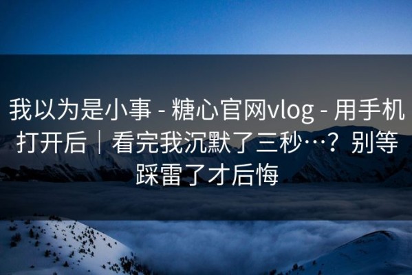 我以为是小事 - 糖心官网vlog - 用手机打开后｜看完我沉默了三秒…？别等踩雷了才后悔