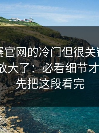 每日大赛官网的冷门但很关键更适合新手被放大了：必看细节才是关键，先把这段看完