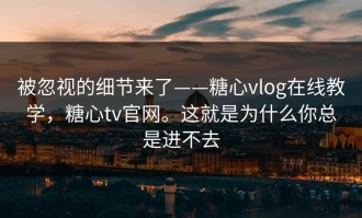 被忽视的细节来了——糖心vlog在线教学，糖心tv官网。这就是为什么你总是进不去