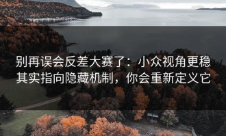 别再误会反差大赛了：小众视角更稳其实指向隐藏机制，你会重新定义它