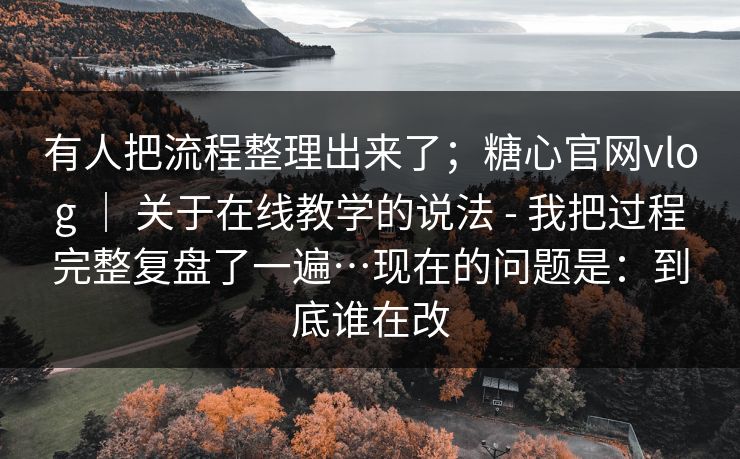 有人把流程整理出来了；糖心官网vlog ｜ 关于在线教学的说法 - 我把过程完整复盘了一遍…现在的问题是：到底谁在改
